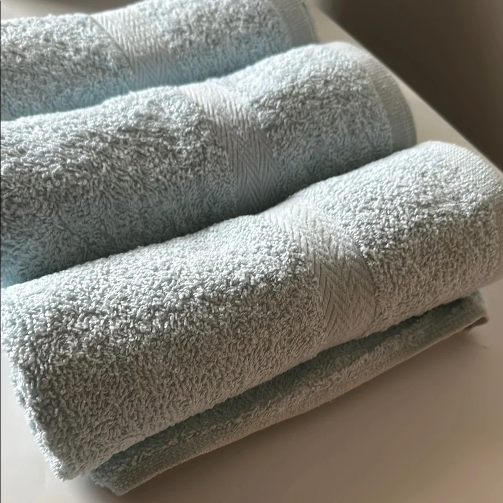 3Plush Blue Terry Cloth Bath Towels